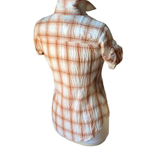 Carhartt Plaid Short Sleeve Button Up, XS. Pink/cream/khaki. Textured gorpcore - Picture 11 of 16